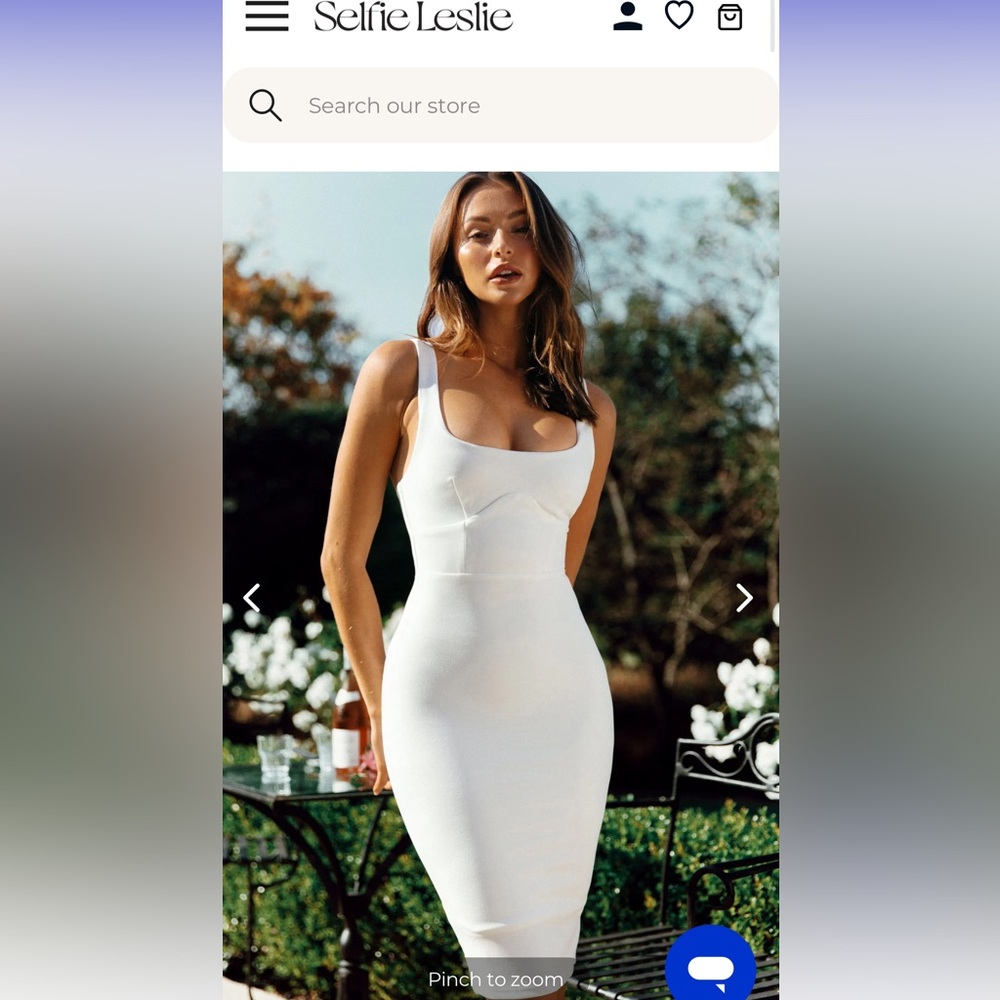 Selfie Leslie Anecdote U-Neckline Knee Length Dress White